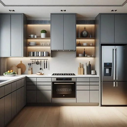 Plastic-free kitchen organization using bamboo trays, glass jars, and diatomite stone mats for a clean and eco-friendly home.