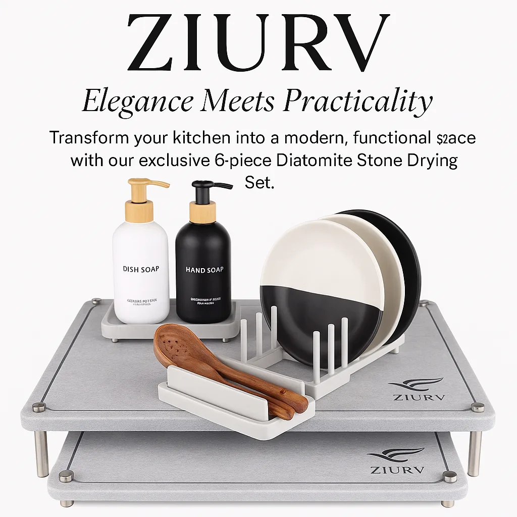 ZIURV 6 -piece stone drying mat set